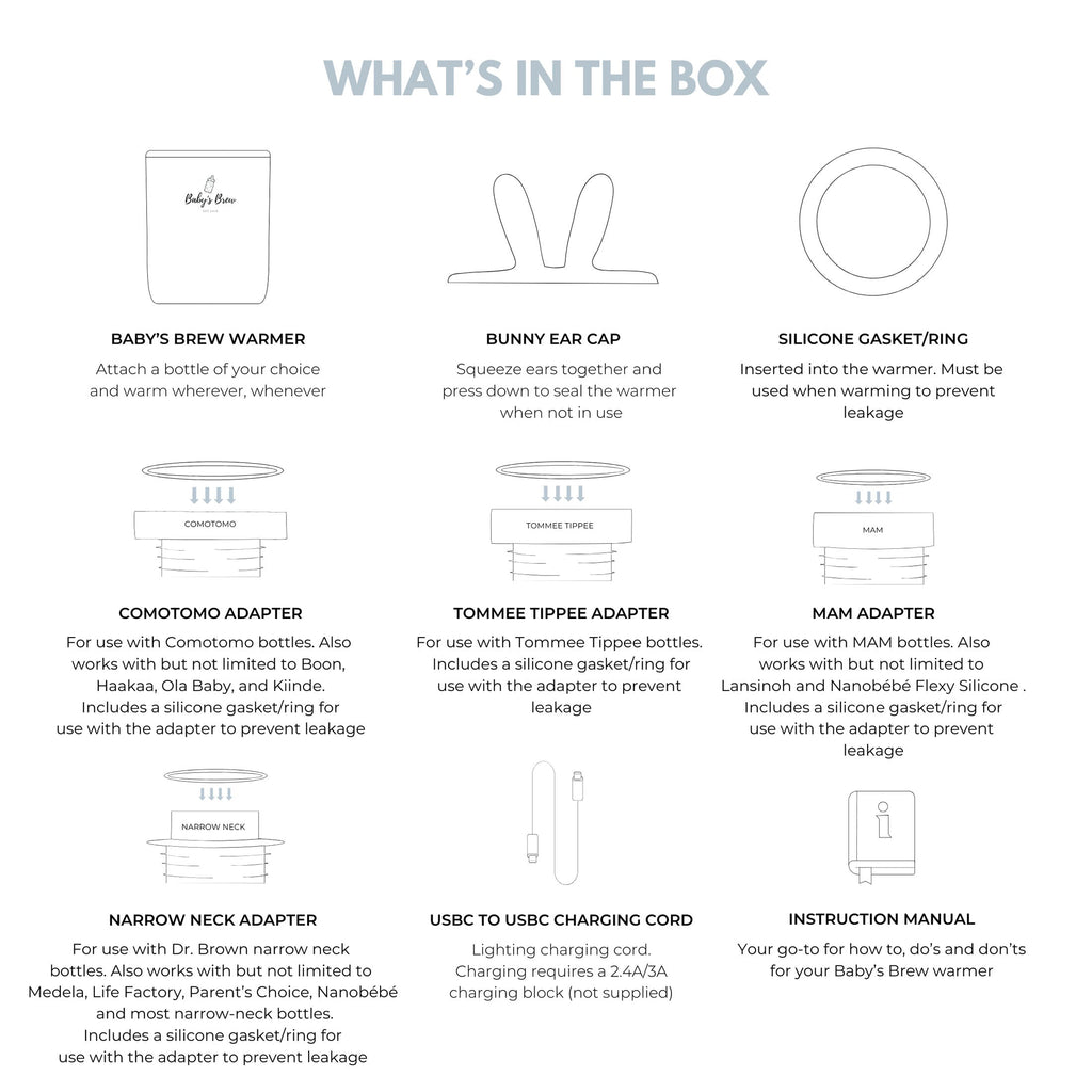 3.0 Portable Bottle Warmer Adapter Set (Warmer + Four Adapters)