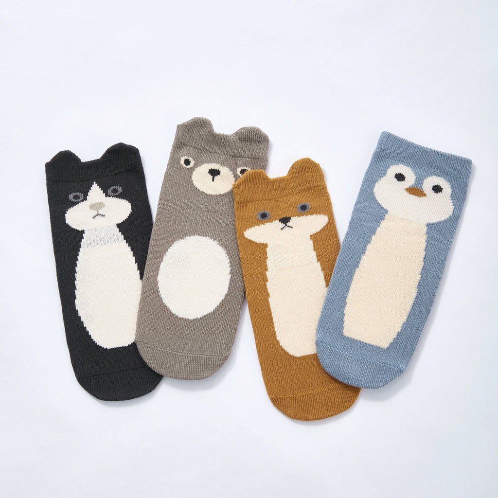 New- Critter Crew- Organic- 4 Pairs of Stay-On Baby & Toddler Non-Slip Socks